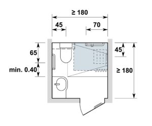 Espace sanitaire / Nasszelle 1.80x1.80, variante 1