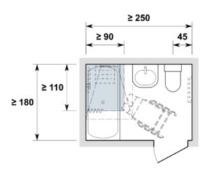 Nasszelle anpassbar /espace sanitaire adaptable